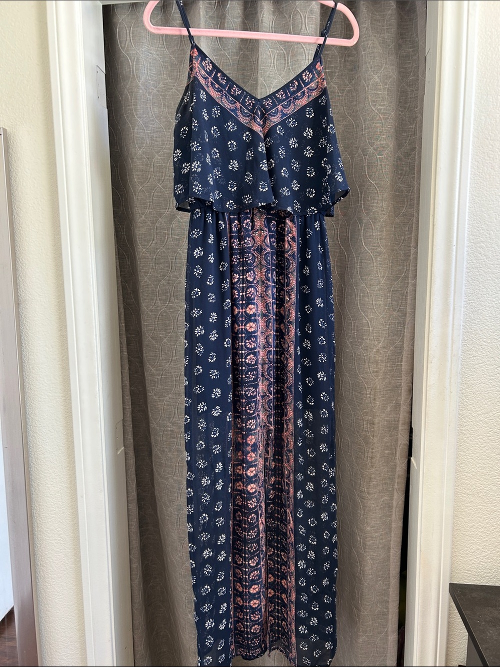 Express Navy and Pink Boho Maxi Dress